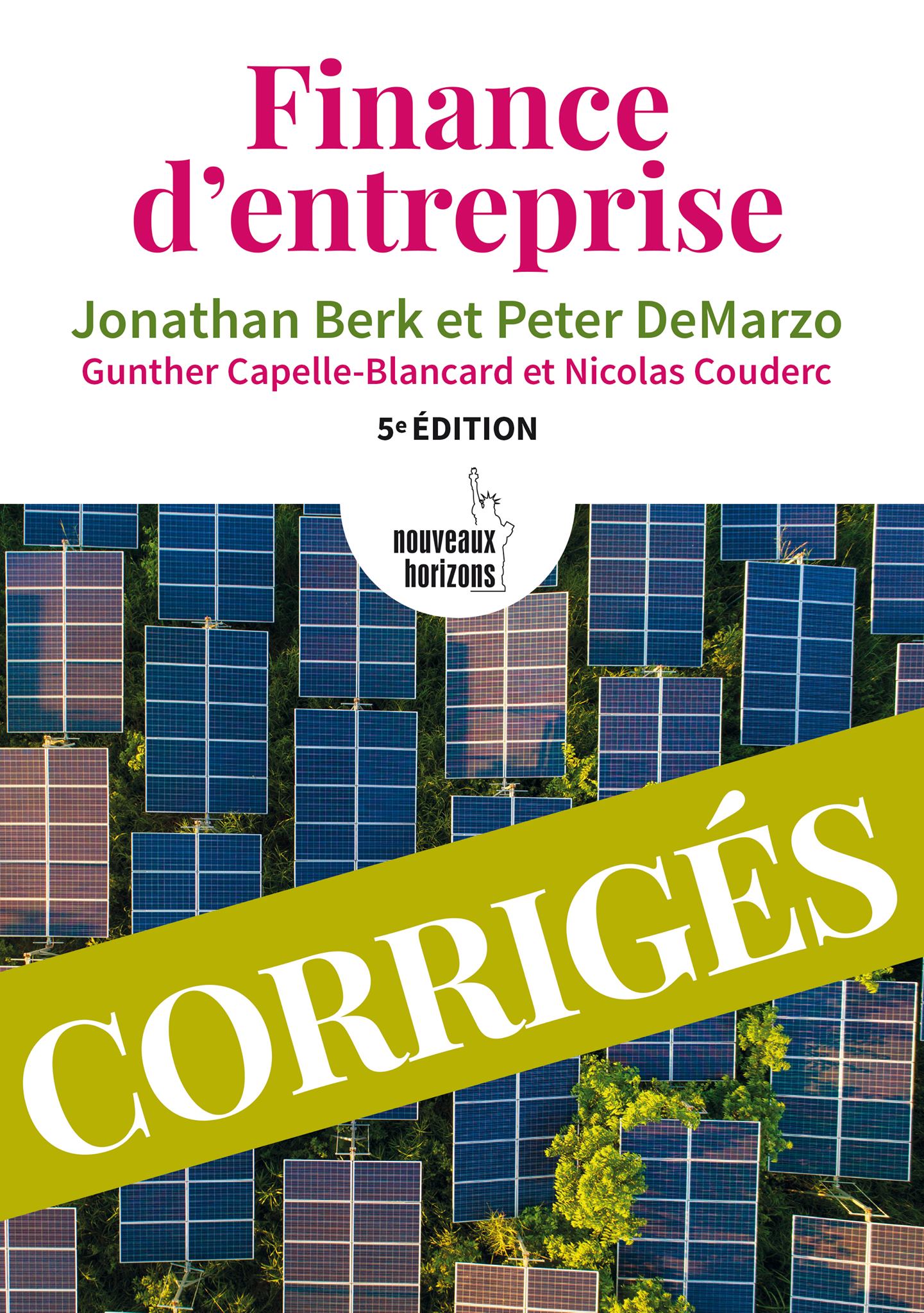 Première de couverture du livre Finance d'entreprise CORRIGES